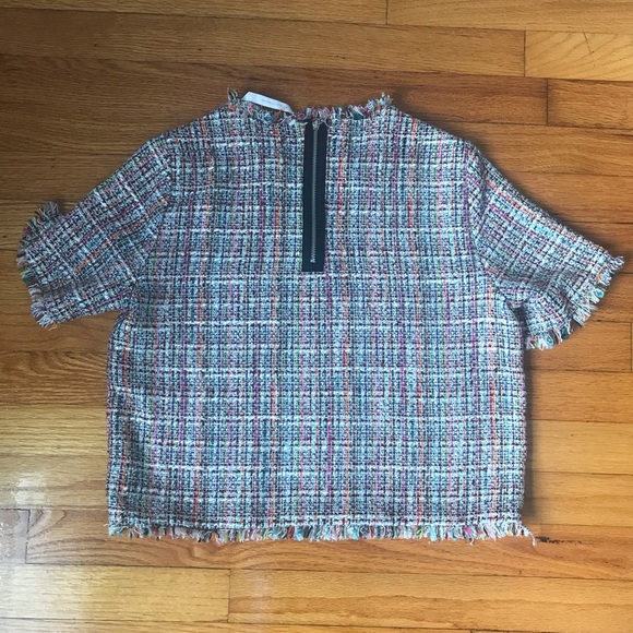 Zara Rainbow Tweed Fringe “Cropped” Top - Picture 2 of 3